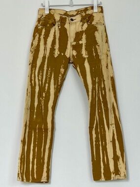 Bleach Stripe Straight-Leg Jeans in Mustard and Cream
